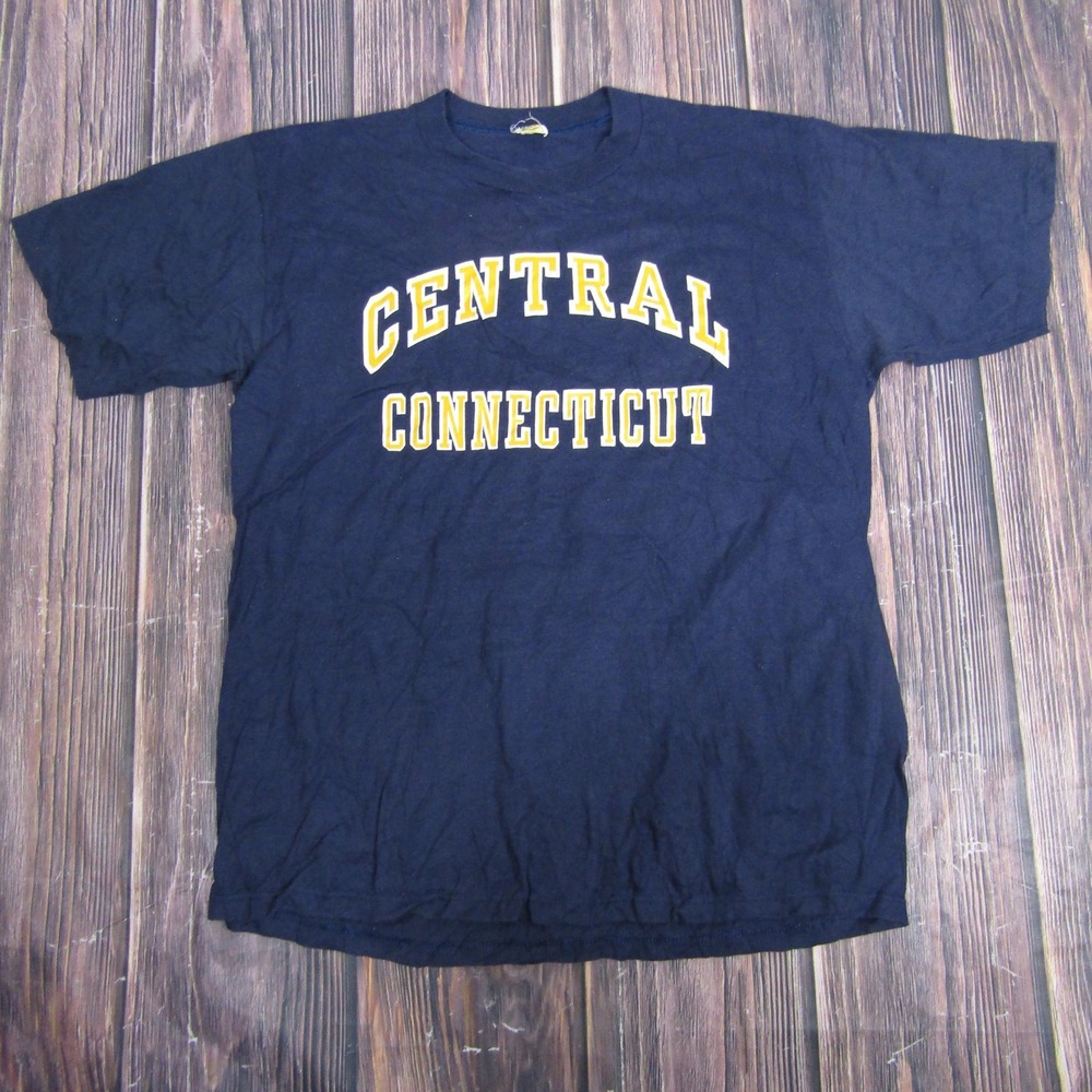 Velva Sheen T Shirt Men XL Navy Blue Central Connecticut Vintage 50/50 USA‎